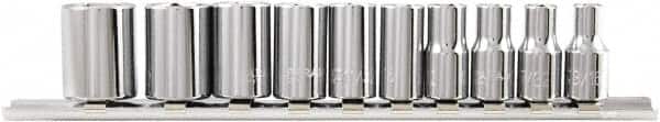 Paramount - 10 Piece 1/4" Drive Chrome Vanadium Finish Socket Set - 6 Points, 3/16" to 9/16" Range, Inch Measurement Standard - Exact Tooling