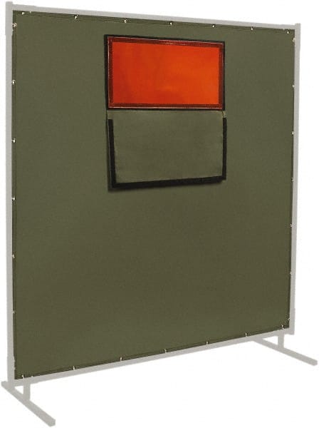 Steiner - 6' High x 8' Wide x 0.012" Thick Cotton Duck & Vinyl Welding Curtain - Olive & Orange, Grommet - Exact Tooling