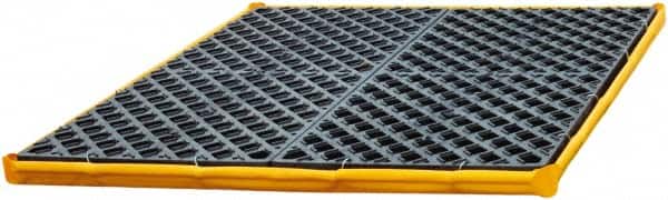 UltraTech - 55 Gal Sump, 2,400 Lb Capacity, 4 Drum, Polyethylene Spill Deck or Pallet - 48" Long x 48" Wide x 7" High, Yellow and Black, Drain Included, Low Profile, 2 x 2 Drum Configuration - Exact Tooling