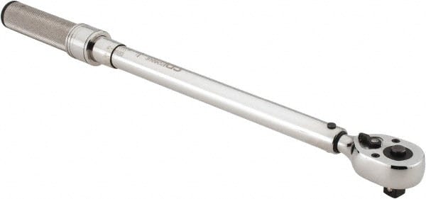 CDI - 1/2" Drive Micrometer Adjustable Torque Wrench - 40 N/m to 200 N/m Torque, 19" OAL, 2 N/m Graduation - Exact Tooling