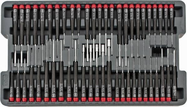 Wiha - 51 Piece Hex, Nut Driver, Phillips, Slotted & Torx Screwdriver Set - Bit Sizes: Hex SAE 0.028, 0.035, 0.05, 1/16, 5/64, 3/32, 7/64, 1/8, 9/64 & 5/32, Philips #000 to #1, Torx T1, T2, T3, T4, T5, T6, T7, T8, T9 & T10 - Exact Tooling