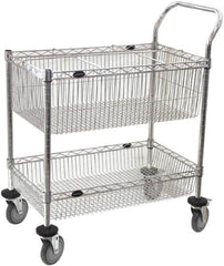 Value Collection - 300 Lb Capacity, 18" Wide x 30" Long x 40" High Mail Cart - 2 Shelf, Steel, 2 Rigid/2 Swivel Casters - Exact Tooling