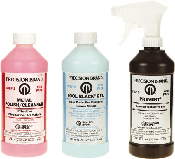 Precision Brand - 1 Pint Bottle Tool Black Gel Kit - 1 Pint Tool Black Gel, 1 Pint Metal Polish Cleanser and 1 Pint Prevent - Exact Tooling