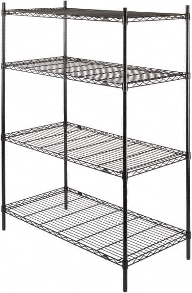 Value Collection - 4 Shelf Wire Shelving - Starter Unit - 48" Wide x 18" Deep x 63" High, - Exact Tooling