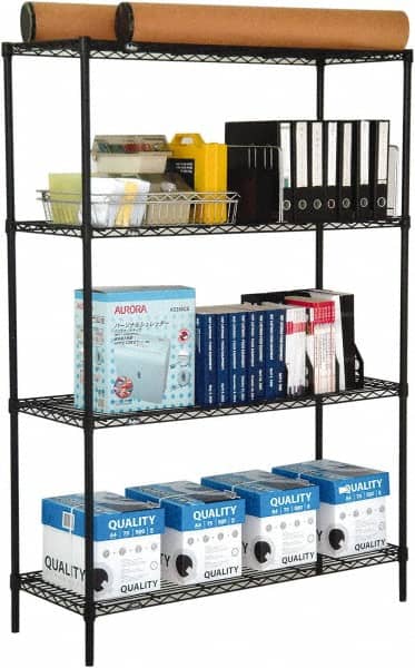 Value Collection - 4 Shelf Wire Shelving Unit - 48" Wide x 24" Deep x 63" High, - Exact Tooling