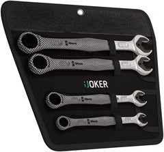 Wera - 4 Piece, 10mm to 19mm, 12 Point Combination Wrench Set - Metric Measurement Standard, Satin Finish, Comes in Cordura Nylon Roll - Exact Tooling