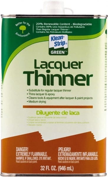 Klean-Strip - 1 Qt Lacquer Thinner - 230 gL VOC Content, Comes in Metal Can - Exact Tooling