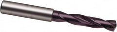 Guhring - 37/64" 140° Spiral Flute Solid Carbide Screw Machine Drill Bit - FIREX Finish, Right Hand Cut, 65mm Flute Length, 115mm OAL, SU Point, Straight Shank, Through Coolant - Exact Tooling