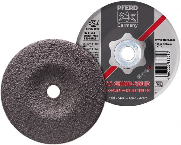 PFERD - 46 Grit, 5" Wheel Diam, Type 27 Depressed Center Wheel - Aluminum Oxide - Exact Tooling