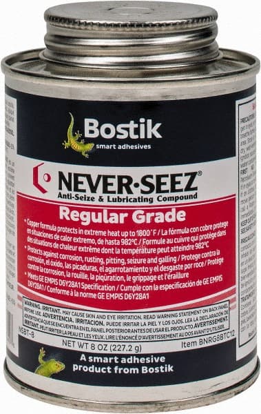 Bostik - 8 oz Can Extreme Pressure Anti-Seize Lubricant - Copper, -297 to 1,800°F, Silver Gray, Water Resistant - Exact Tooling