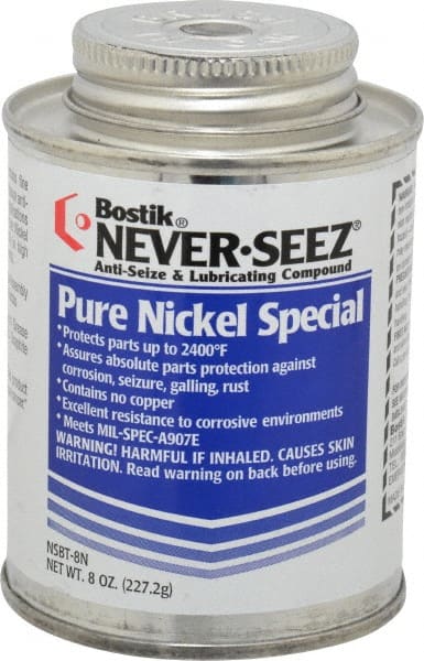 Bostik - 8 oz Can Extreme Pressure, High Temperature Anti-Seize Lubricant - Nickel, -297 to 2,400°F, Silver Colored, Water Resistant - Exact Tooling