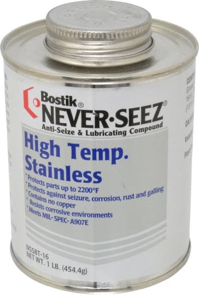 Bostik - 1 Lb Can High Temperature Anti-Seize Lubricant - Stainless Steel, -297 to 2,200°F, Silver Gray, Water Resistant - Exact Tooling