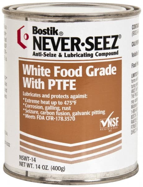 Bostik - 14 oz Can High Temperature Anti-Seize Lubricant - With PTFE, -5 to 475°F, White, Food Grade, Water Resistant - Exact Tooling