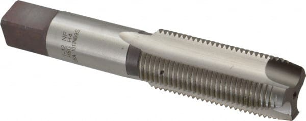 Hertel - 1-12 UNF, 3 Flute, Bright Finish, High Speed Steel Spiral Point Tap - Plug Chamfer, Right Hand Thread, 5-1/8" OAL, 2-1/2" Thread Length, 3B Class of Fit - Exact Tooling