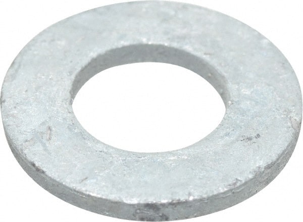 Value Collection - 1/2" Screw, Grade SAE 1035-1050 Steel Standard Flat Washer - 17/32" ID x 1-1/16" OD, 0.177" Thick, Galvanized Finish - Exact Tooling