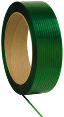 Made in USA - 3,250' Long x 1/2" Wide, Oscillated Coil Polyester Hand Strapping - 820 Lb Capacity, 0.028" Thick - Exact Tooling
