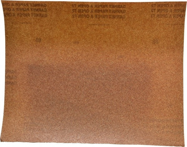 Norton - 80 Grit, Garnet Sanding Sheet - 11" Long x 9" Wide, Medium Grade, A Weighted Paper Backing - Exact Tooling