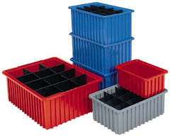 Akro-Mils - 0.61 Cu Ft, 30 Lb Load Capacity Red Polyethylene Dividable Container - Stacking, 22.4" Long x 17.4" Wide x 4" High - Exact Tooling