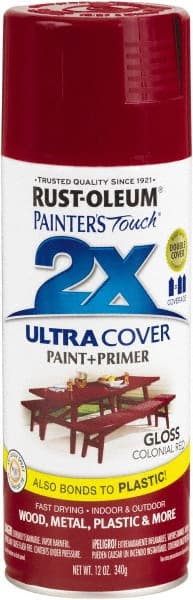 Rust-Oleum - Colonial Red, Gloss, Enamel Spray Paint - 8 to 12 Sq Ft per Can, 12 oz Container - Exact Tooling