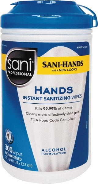 Nice Pak - Pre-Moistened Hand Cleaning Wipes - Canister, 5" x 7-1/2" Sheet Size, White - Exact Tooling
