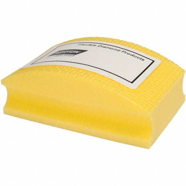 Norton - Super Fine Grade, 400 Grit, Diamond Hand Pad - Yellow, 2-1/8" Wide x 3-1/2" Long x 1-1/2" Thick, Nonwoven - Exact Tooling