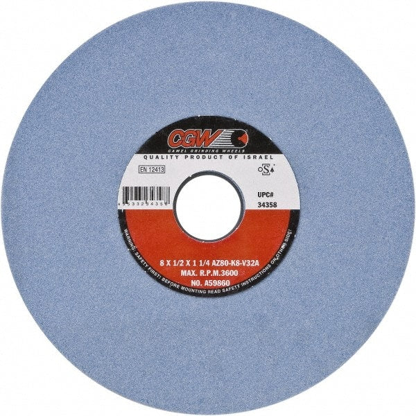 Camel Grinding Wheels - 16" Diam x 5" Hole x 1-1/2" Thick, J Hardness, 60 Grit Surface Grinding Wheel - Aluminum Oxide, Type 1, Medium Grade, Vitrified Bond, No Recess - Exact Tooling