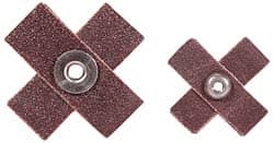 Norton - 120 Grit, Fine Grade, Aluminum Oxide Cross Pad - 1-1/2" Long x 1-1/2" Wide x 1/2" Thick, Cloth Backed, X Backing Weight, 8 Ply, 24,000 Max RPM - Exact Tooling