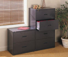 Hon - 42" Wide x 53-1/4" High x 19-1/4" Deep, 4 Drawer Lateral File with Lock - Steel, Light Gray - Exact Tooling