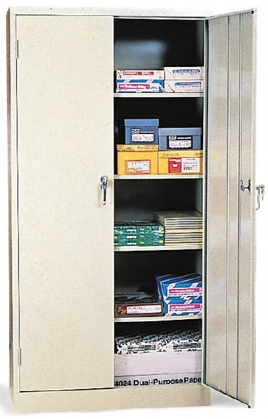 Sandusky Atlantic - 5 Shelf Locking Storage Cabinet - Steel, 36" Wide x 18" Deep x 72" High, Beige - Exact Tooling