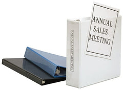 UNIVERSAL - 3" Sheet Capacity, 8-1/2 x 11", Deluxe Round Ring View Binder - Suede Grain Vinyl, White - Exact Tooling