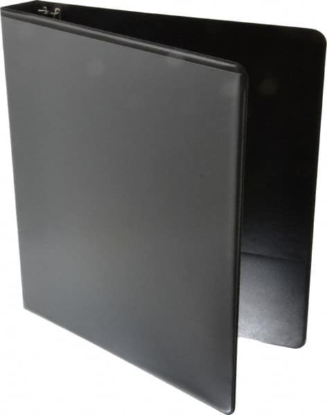 UNIVERSAL - 1" Sheet Capacity, 8-1/2 x 11", Deluxe Round Ring View Binder - Suede Grain Vinyl, Black - Exact Tooling