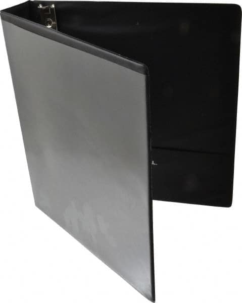 UNIVERSAL - 1-1/2" Sheet Capacity, 8-1/2 x 11", Deluxe Round Ring View Binder - Suede Grain Vinyl, Black - Exact Tooling