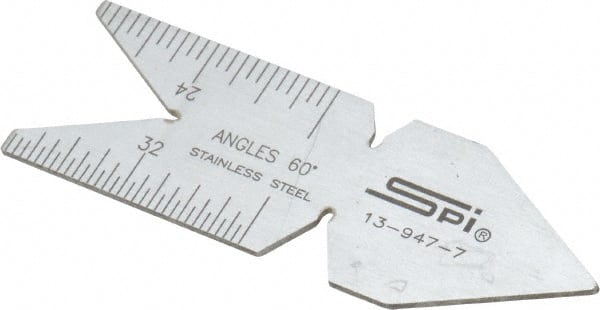 SPI - 60° Angle, Chrome Coated Steel Center Gage - 1/32 to 1/14 Inch Graduation - Exact Tooling