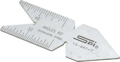 SPI - 60° Angle, Chrome Coated Steel Center Gage - 1/32 to 1/14 Inch Graduation - Exact Tooling