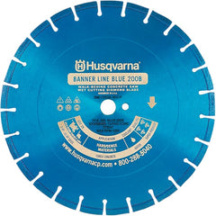 Husqvarna - 20" Diam, 1" Arbor Hole Diam, Continuous Edge Tooth Wet & Dry Cut Saw Blade - Diamond-Tipped, General Purpose Action, Standard Round Arbor - Exact Tooling