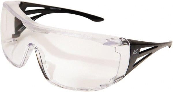 Edge Eyewear - Clear Lenses, Frameless Safety Glasses - Scratch Resistant, Clear Nylon Frame, Size Universal, Over the Glasses - Exact Tooling