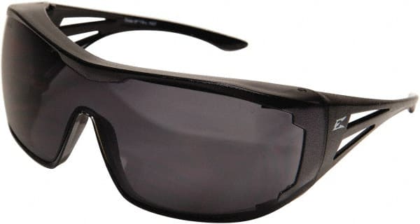 Edge Eyewear - Smoke Lenses, Frameless Safety Glasses - Scratch Resistant, Black Nylon Frame, Size Universal, Over the Glasses - Exact Tooling