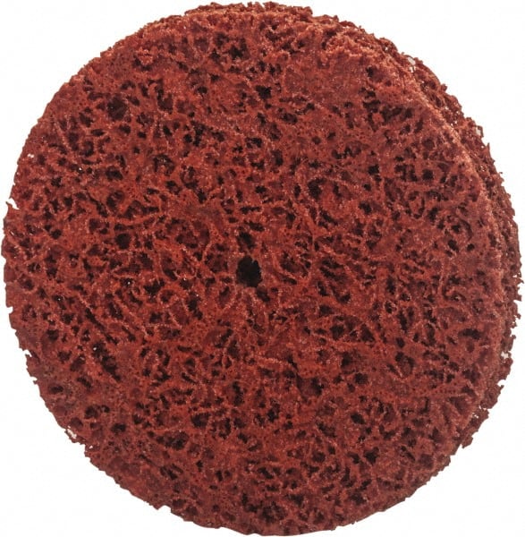 Norton - 3" Extra Coarse Grade Aluminum Oxide/Ceramic Deburring Disc - 1/2" Center Hole, Arbor Connection, Orange, 12,000 Max RPM - Exact Tooling