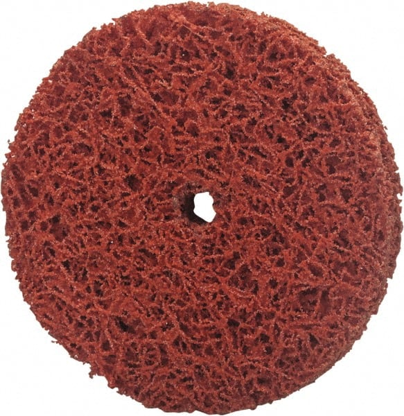Norton - 6" Extra Coarse Grade Aluminum Oxide/Ceramic Deburring Disc - 1/4" Center Hole, Arbor Connection, Orange, 8,000 Max RPM - Exact Tooling