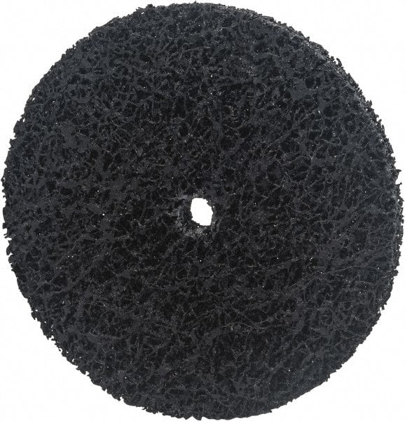Norton - 8" Extra Coarse Grade Silicon Carbide Deburring Disc - 1/2" Center Hole, Arbor Connection, Black, 6,000 Max RPM - Exact Tooling