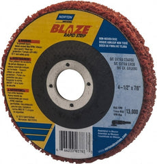 Norton - 7" Extra Coarse Grade Aluminum Oxide/Ceramic Deburring Disc - 7/8" Center Hole, Arbor Connection, Orange, 7,000 Max RPM - Exact Tooling