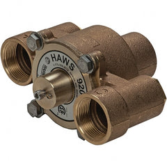 Haws - 1-1/4" Inlet, 7-5/8" Long x 3-1/2" Wide x 5-3/8" High, Brass Plumbed Wash Station Tempering Valve - Compatible with Combination Drench Shower & Eye/Face Wash Stations - Exact Tooling
