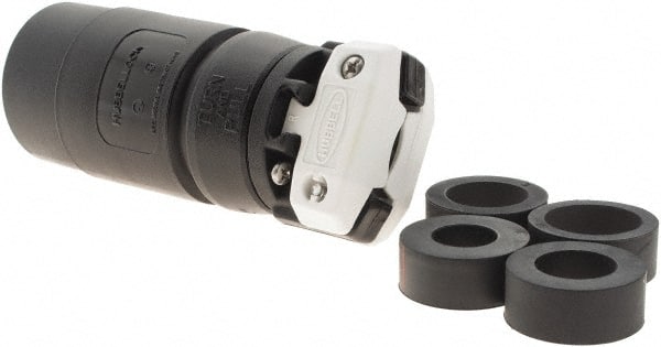 Hubbell Wiring Device-Kellems - 250 VDC, 600 VAC, 20, 30 Amp, NonNEMA Configuration, Industrial Grade, Self Grounding Receptacle - 3 Poles, 4 Wire, Female End, Black, IP30, 0.7 to 1.2 Inch Cord Diameter - Exact Tooling
