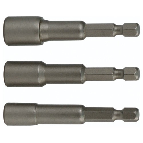 Nut Setter Magnetic 3 Piece Set 1/4, 5/16 & 3/8 × 4″ OAL on 1/4″ Hex Drive - Exact Tooling