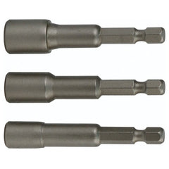 Nut Setter Magnetic 3 Piece Set 1/4, 5/16 & 3/8 × 4″ OAL on 1/4″ Hex Drive - Exact Tooling