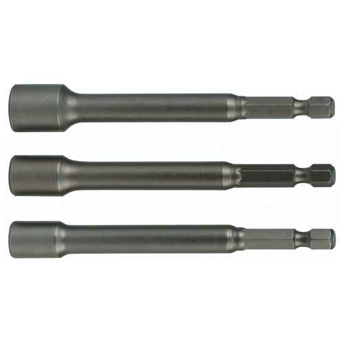 Nut Setter Magnetic 3 Piece Set 1/4, 5/16 & 3/8 × 6″ OAL on 1/4″ Hex Drive - Exact Tooling