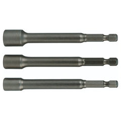 Nut Setter Magnetic 3 Piece Set 1/4, 5/16 & 3/8 × 6″ OAL on 1/4″ Hex Drive - Exact Tooling