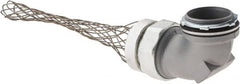 Woodhead Electrical - Liquidtight, Elbow Strain Relief Cord Grip - 2 NPT Thread, 7-1/2" Long, Iron & Zinc-plated Steel - Exact Tooling