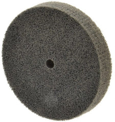 Norton - 3" Diam, 1/2" Face Width, 1/4" Center Hole, Fine Grade, Silicon Carbide Deburring Wheel - Unitized, Medium Density 4 Grade, 8,000 RPM - Exact Tooling