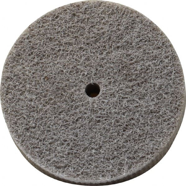 Norton - 3" Diam, 3/4" Face Width, 1/4" Center Hole, Fine Grade, Aluminum Oxide Deburring Wheel - Unitized, Medium Density 4 Grade, 8,000 RPM - Exact Tooling